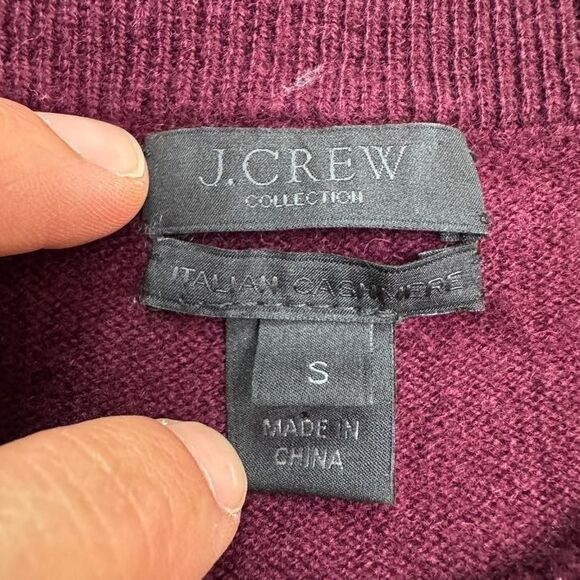 J.Crew Italian Cashmere Crew Neck Pullover Sweater Women Small Maroon 3/4 Sleeve - Picture 4 of 13